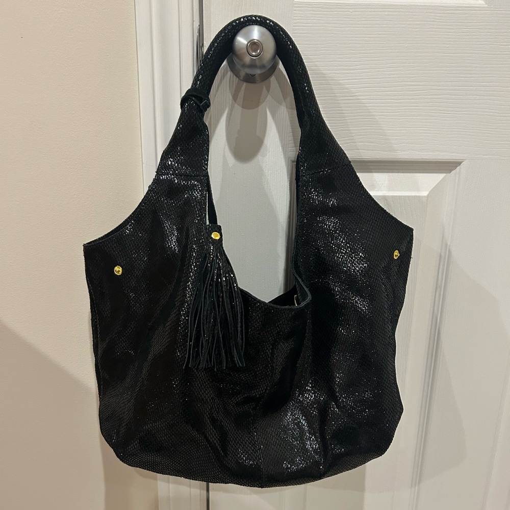 NEVER USED. Maxine Couture Black Embossed Snakeskin Texture.